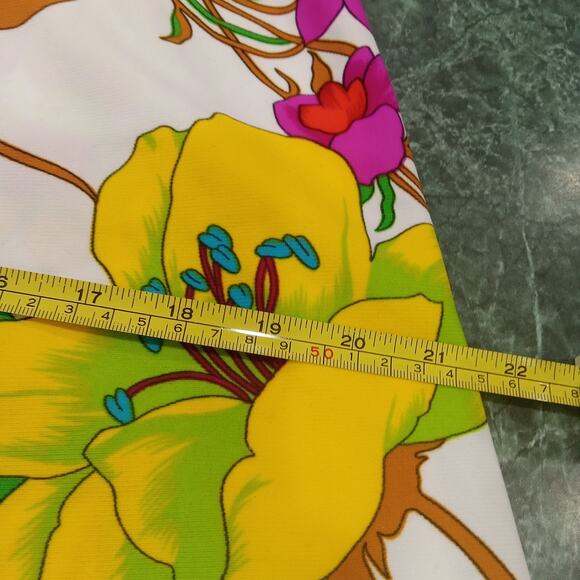 Vintage 1970s Swirl Inc Bright Summer Neon Floral Maxi Dress Large Retro Groovy - Picture 16 of 16